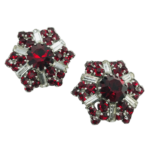 Max Muller Ruby Rhinestone Earrings