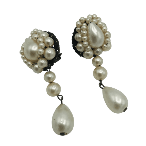 Louis Rousselet Drop Pearl Earrings Circa 1950s