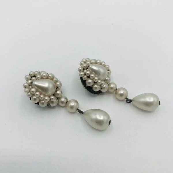 Louis Rousselet Drop Pearl Earrings Circa 1950s - Image 3