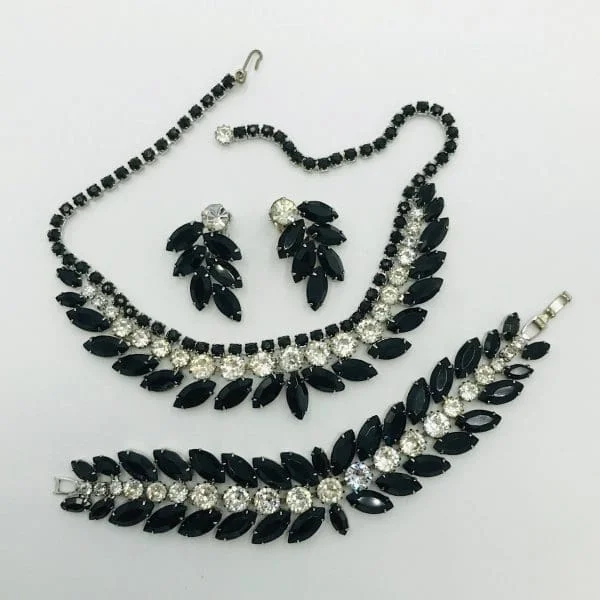 Weiss Black and Clear Crystal Parure Jewellery Set - Image 2