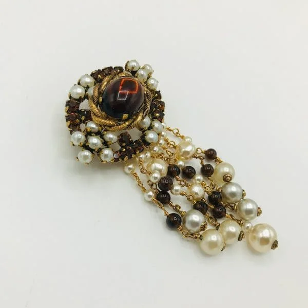 Kleinert Glass Amber Bead Tassel Brooch - Image 3