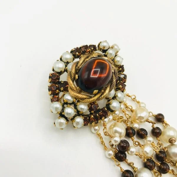 Kleinert Glass Amber Bead Tassel Brooch - Image 5