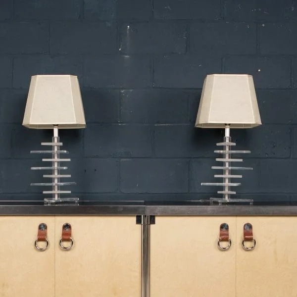 Pair of Stacked Lucite Table Lamps, USA, Mid 20th Century - Image 2