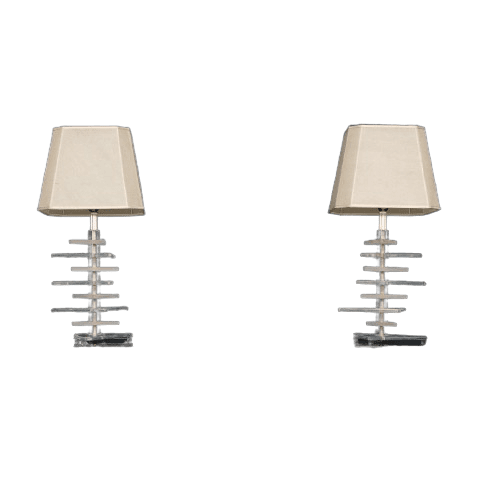 Pair of Stacked Lucite Table Lamps, USA, Mid 20th Century
