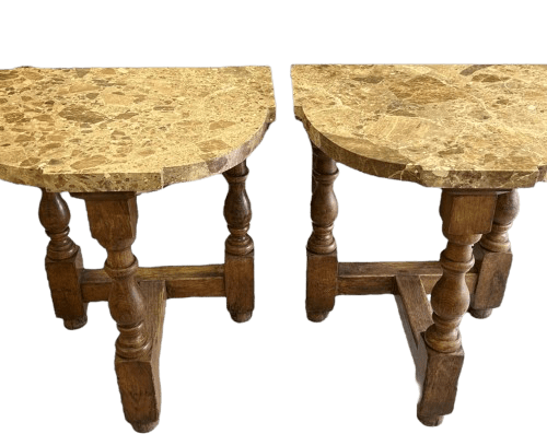 A Pair Of Attractive Marble Topped Console/Side Tables