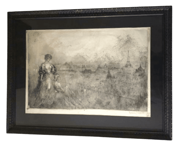 Louis Icart Etching Signed - Two Women Overlooking Paris