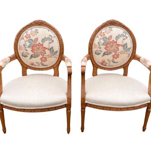 A Pair of c1920's French style Open Armchairs