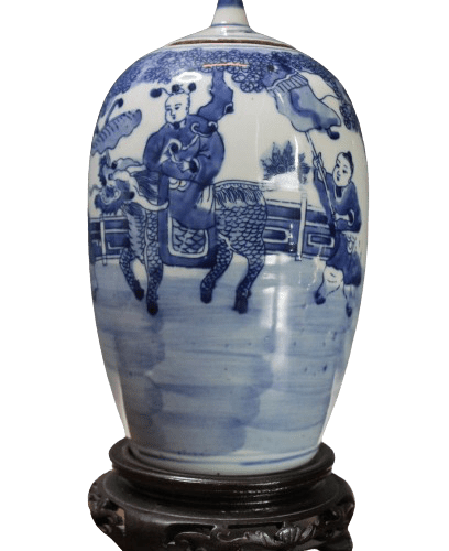 Antique Blue and White Chinese Jar Qing Dynasty