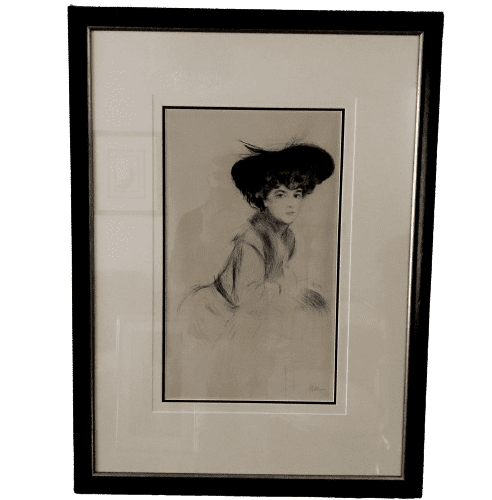 Paul César Helleu, Drypoint etching of Lady wearing a Hat.