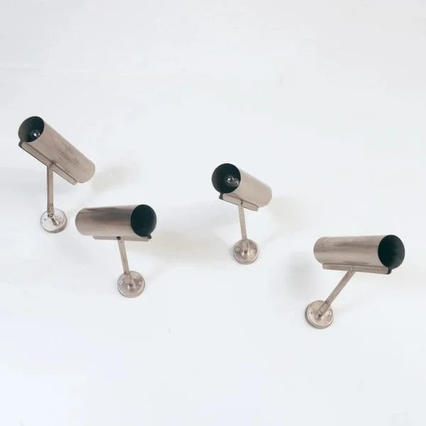 Mid-Century Polished Steel Wall Lights with Adjustable bases and heads - Image 4