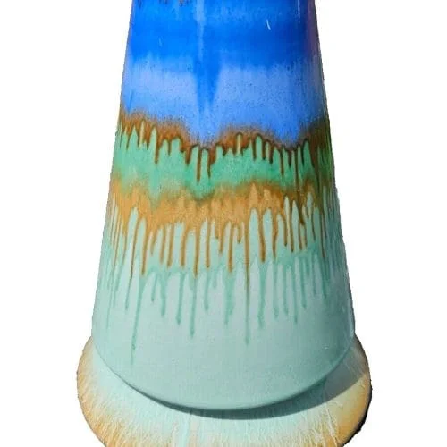 Shelley Art Deco Large Harmony Drip Ware Volcano Vase in Blue Green and Purple