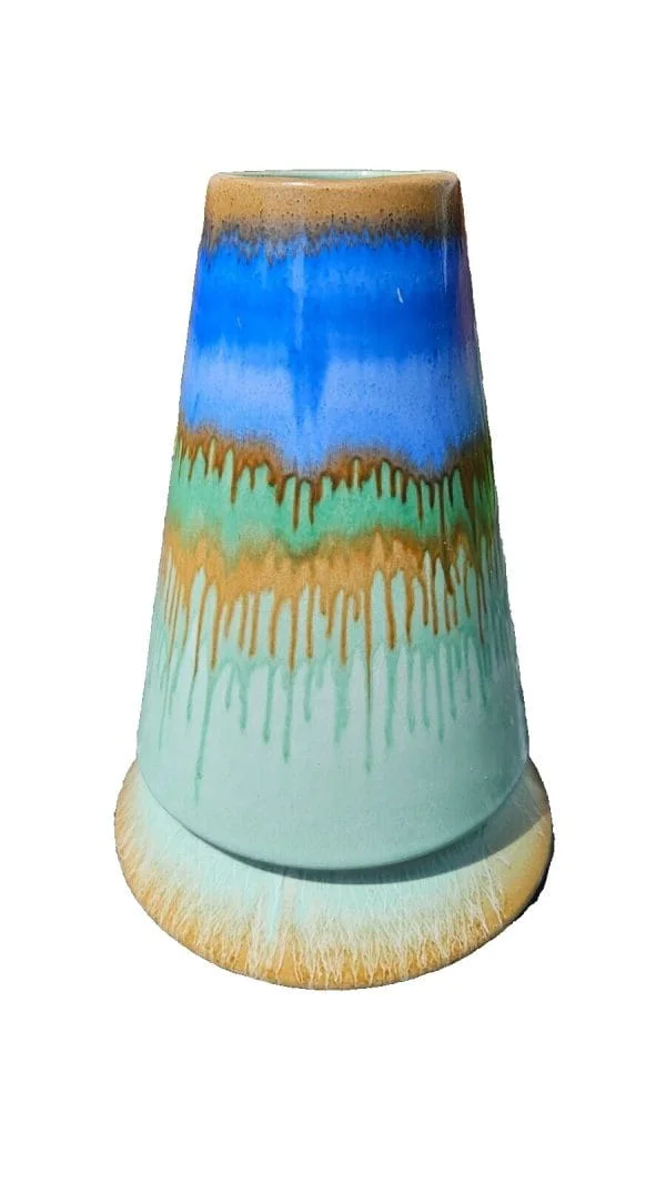 Shelley Art Deco Large Harmony Drip Ware Volcano Vase in Blue Green and Purple