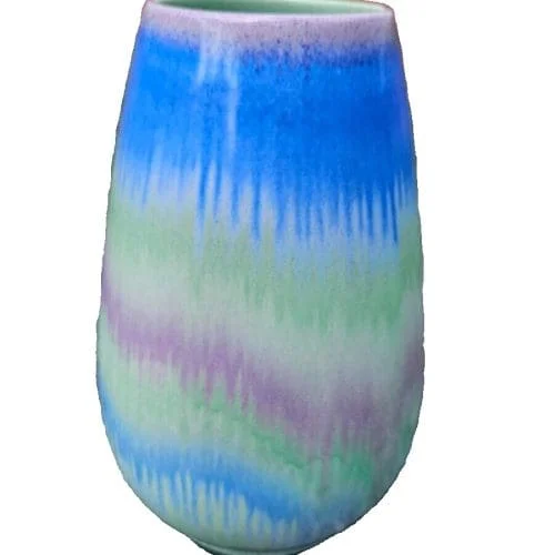 Shelley Art Deco Large Harmony Drip Ware Vase in Blue Green and Purple