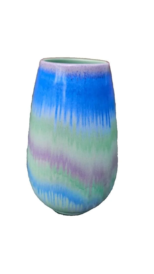 Shelley Art Deco Large Harmony Drip Ware Vase in Blue Green and Purple