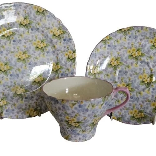 Shelley Art Deco Rare Primrose Chintz Tea Trio