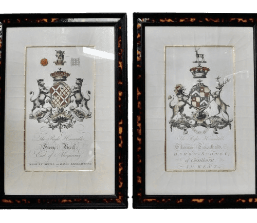 Antique Pair of Framed Coat Of Arms