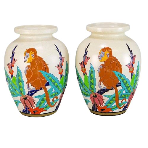 Large Monkey Vases by Diaz for Orchies