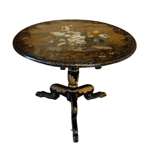 Regency Black Lacquer Tilt-Top Table