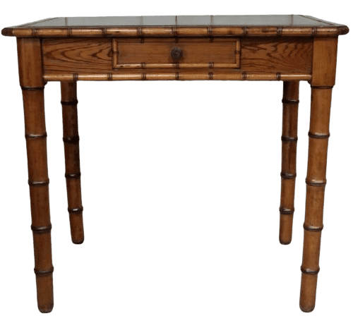 Victorian Faux Bamboo Leather Top Writing Table