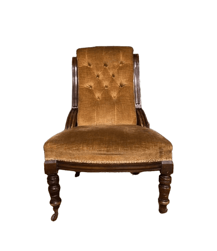Victorian mahogany upholstered button backed nursing chair