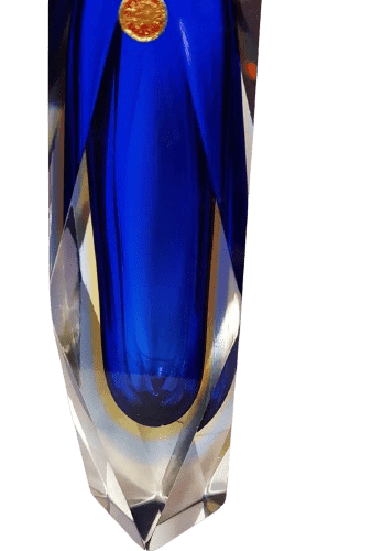 Murano glass triple sommerso faceted vase