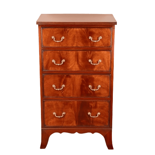 Narrow Mahogany Four Drawer Chest Of Drawers