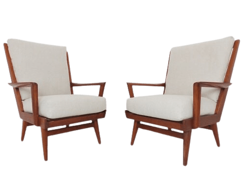 Mid-Century Pair of Danish Teak Lounge Armchairs