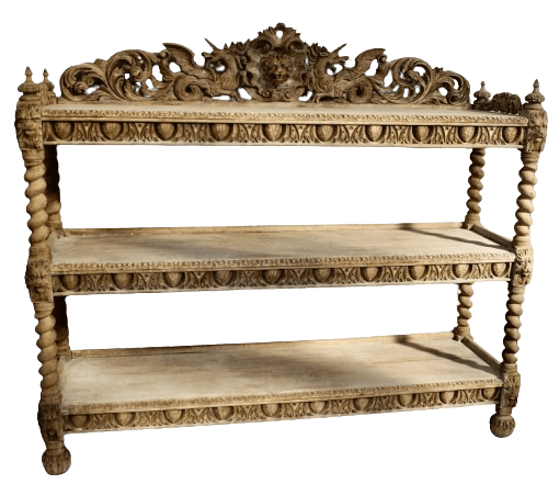 Victorian Carved Bleached Oak 3 Tier Buffet