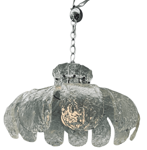 1960s Italian Murano Clear Glass Mazzega Pendant Light by Carlo Nason