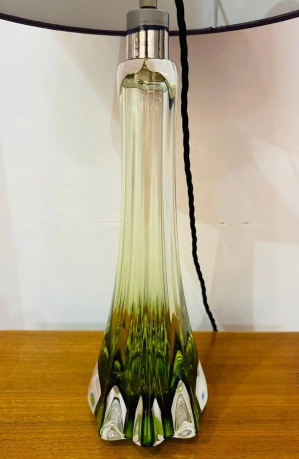 Val St Lambert Green and Clear Glass Table Lamp C 1950s - Image 11