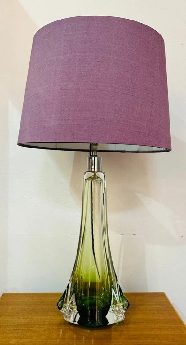 Val St Lambert Green and Clear Glass Table Lamp C 1950s - Image 12