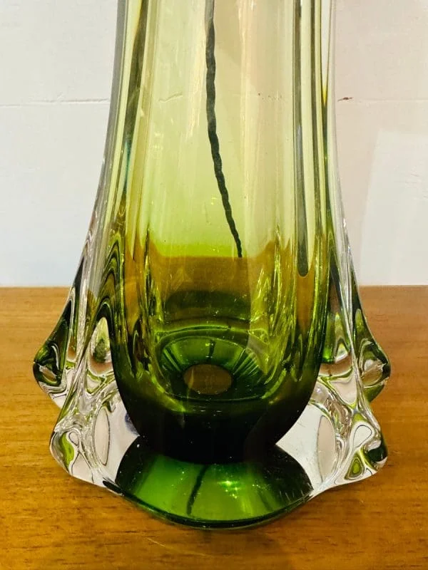 Val St Lambert Green and Clear Glass Table Lamp C 1950s - Image 14