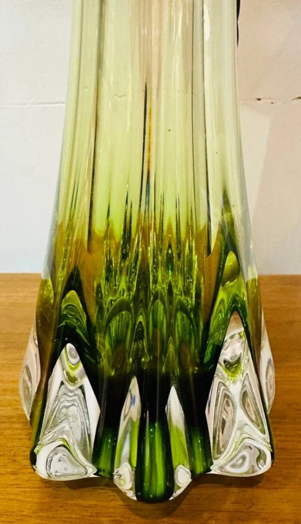 Val St Lambert Green and Clear Glass Table Lamp C 1950s - Image 15