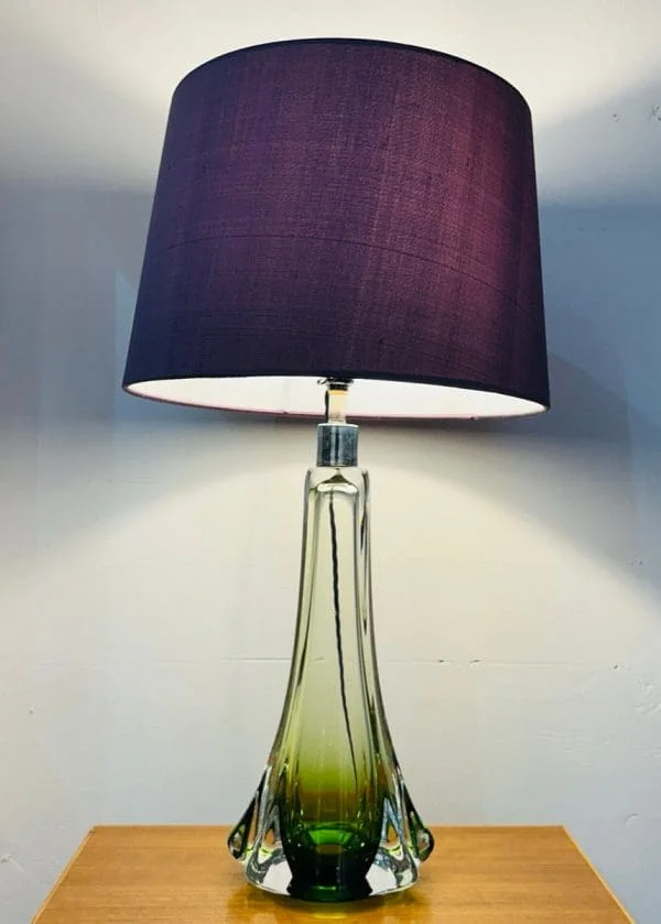 Val St Lambert Green and Clear Glass Table Lamp C 1950s - Image 3