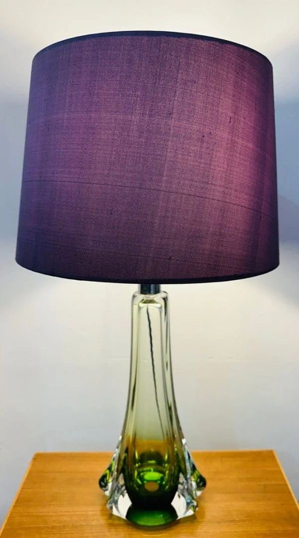 Val St Lambert Green and Clear Glass Table Lamp C 1950s - Image 4