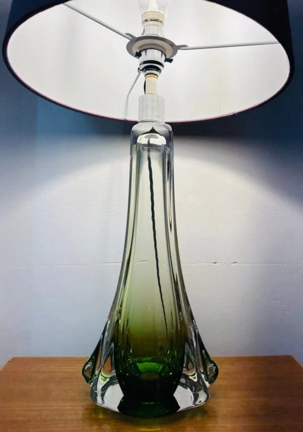 Val St Lambert Green and Clear Glass Table Lamp C 1950s - Image 7