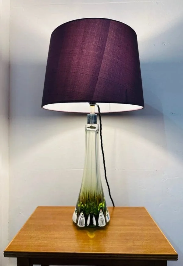 Val St Lambert Green and Clear Glass Table Lamp C 1950s - Image 8