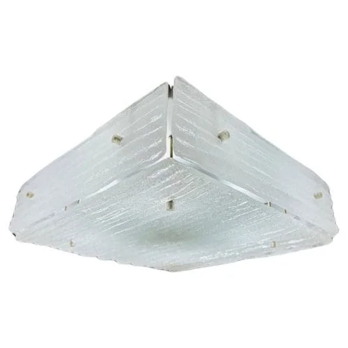 Midcentury Austrian Kalmar Flush Mount Frosted Glass Ceiling Light