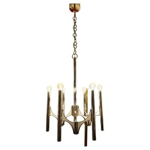 Mid-Century Italian Sciolari 6-Light Chrome Chandelier