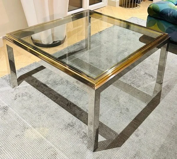 Midcentury Jean Charles Brass and Chrome Coffee Table 1970s