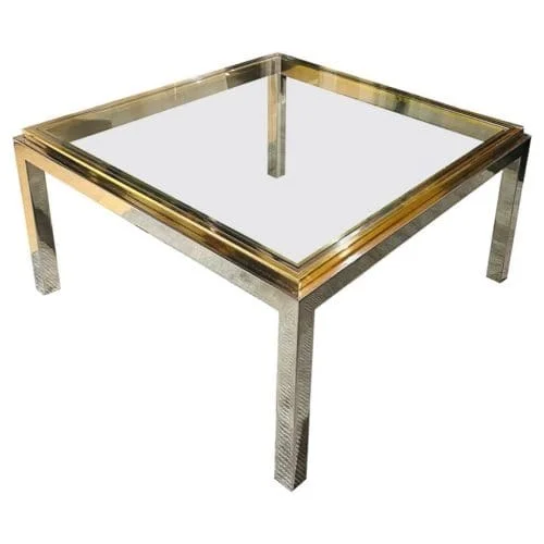 Midcentury Jean Charles Brass and Chrome Coffee Table 1970s