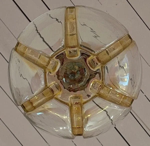 Mid-Century German Doria Leuchten Amber Glass Globe Ceiling Light - Image 19