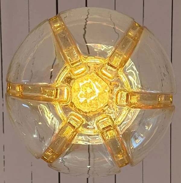 Mid-Century German Doria Leuchten Amber Glass Globe Ceiling Light - Image 9