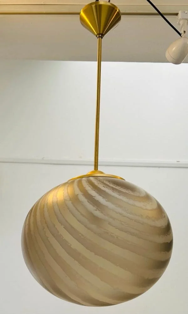 Mid-Century German Putzler Gold Tinted Glass Hanging Light - Image 18