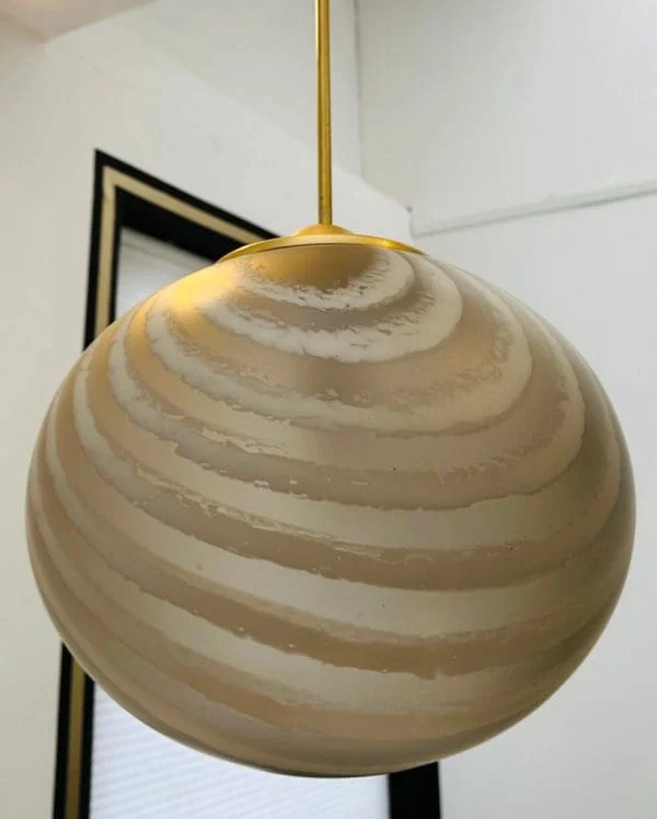 Mid-Century German Putzler Gold Tinted Glass Hanging Light - Image 21