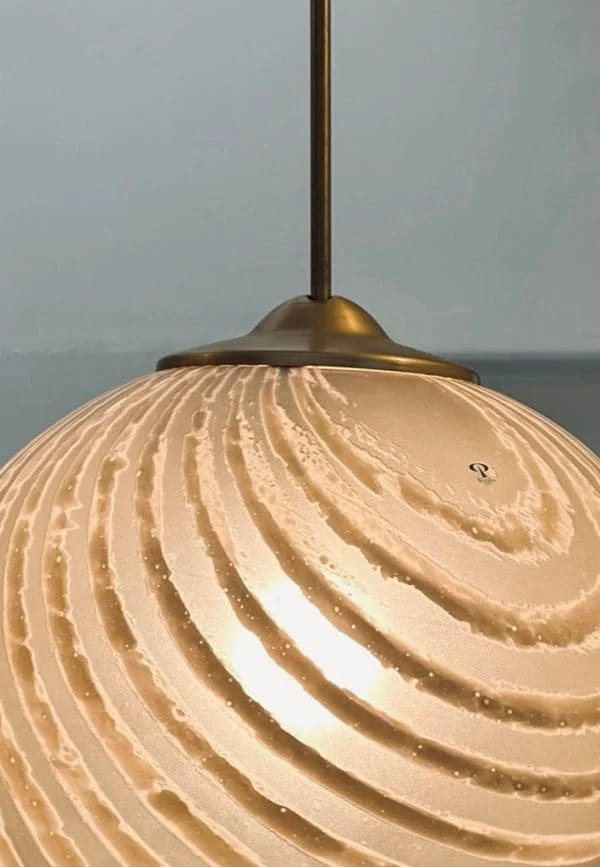 Mid-Century German Putzler Gold Tinted Glass Hanging Light - Image 3