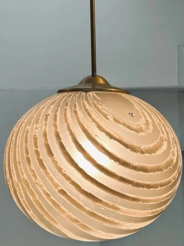 Mid-Century German Putzler Gold Tinted Glass Hanging Light - Image 4