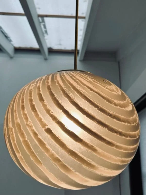 Mid-Century German Putzler Gold Tinted Glass Hanging Light - Image 5