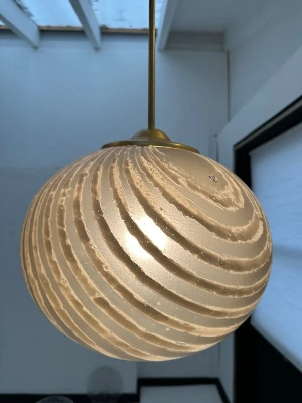 Mid-Century German Putzler Gold Tinted Glass Hanging Light - Image 8