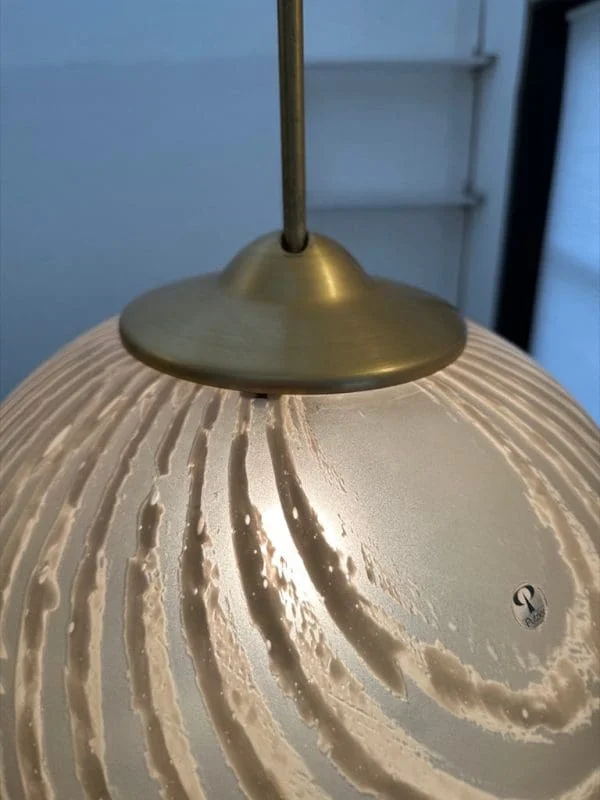 Mid-Century German Putzler Gold Tinted Glass Hanging Light - Image 10